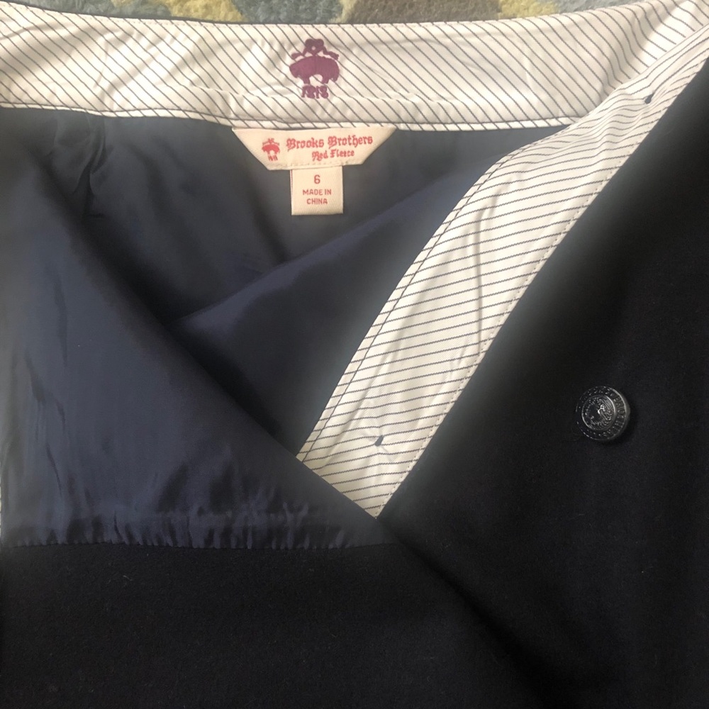 Brooks Brothers Red Fleece Navy Wool Wrap Skirt